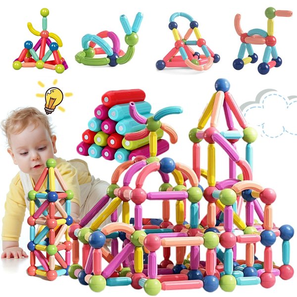 Magnet Toys for 3 Year Old Boys & Girls, Magnetic Blocks STEM Learning Educational Toddler Toys 2-3, 40 PCS Montessori Toys for 2 Year Boy Girl Gifts Toys for Ages 2-4 Easter Basket Stuffers