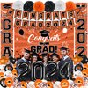 Orange Black Graduation Party Decorations 2024,Class of 2024 Graduation Party Supplies Include Congrats Grad Banner, Grad Backdrop, Porch Sign,Balloons,Foil Number 2024 for Graduation Party Supplies