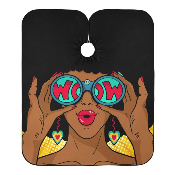 ALAZA African American Woman Pop Art Waterproof Barber Cape for Men Women Beard Shaving Bib Apron Professional Hair Cutting Cloth, 65 x 55 inch
