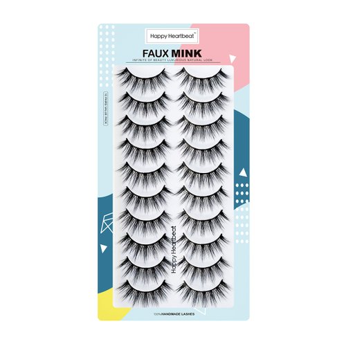 3D Clear Band False EyeLashes Natural Look Cat Eye Wispy Fake lashes Short Supernatural Cross Soft Reusable Lashes 7 Pairs-Happy Heartbeat(No.203)