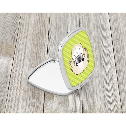Caroline's Treasures BB1283SCM Checkerboard Lime Green Pekingese Compact Mirror Decorative Travel Makeup Mirror for Women Girls Gifts Pocket Makeup Mirror Folding Handheld