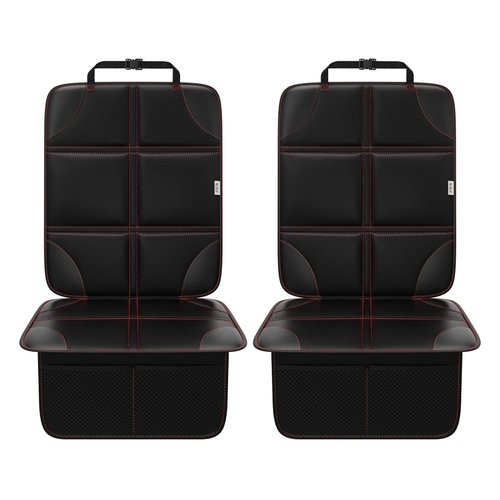 Meolsaek Car Seat Protector, Non-Slip Padded Backing Will Not Leave Imprint, Thickest Carseat Seat Protector for Child Car Seat 2 Pack for SUV, Sedan, Truck, Leather Car Seat (Red)
