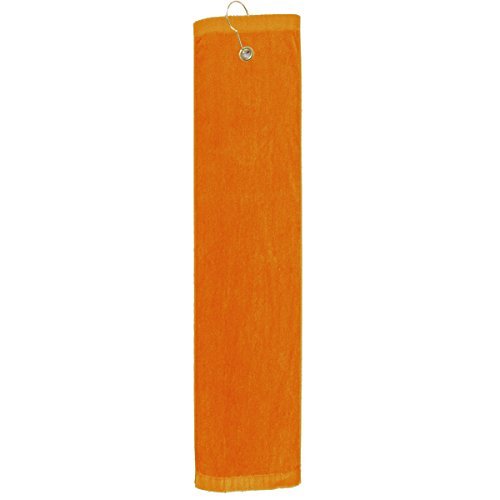 TowelSoft Premium velour golf towel with Tri-fold Hook & Grommet placement-Orange