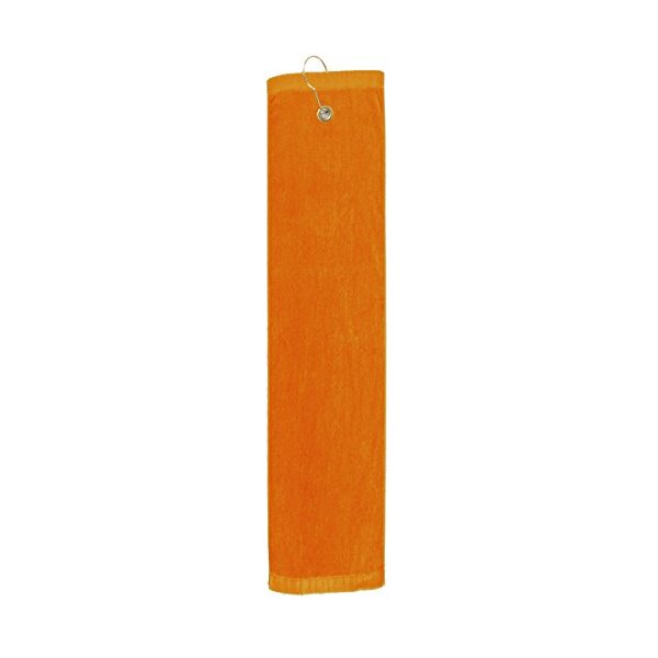 TowelSoft Premium velour golf towel with Tri-fold Hook & Grommet placement-Orange