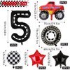 Lebeili 9pcs Truck Birthday Balloon, Race Car Theme Party Supplies, Includes 4 Number Balloons, Black & Transparent, for 5th Birthday & Baby Shower, Unisex