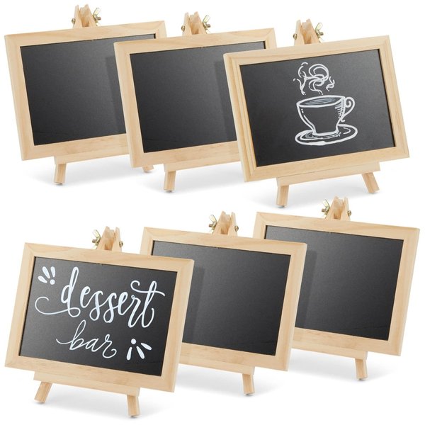 Juvale 6-Pack Mini Chalkboard Signs with Easel Stand for Table Decorations, Restaurant Food Display, Message Boards, Small Business, Wedding, Banquet, Coffee Shop (7x7x4 in)