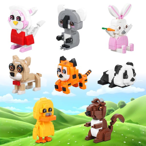 BIZNESMEN 8 Packs Animal Building Block Toy - 862 PCS Animals Building Brick Sets for Party Favors Goodie Bags Stocking Stuffer Classroom Prizes, Birthday Gift for Kids Boys Girls Ages 6-12+