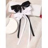 Furling Pompoms Hair Bow Clips with Long Tail Bowknot Hair Clip Ribbon Accessories Pony-tail Holders Accessories (Black/White)