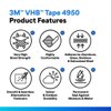 3M - 1/2-5-4950 VHB 4950 Heavy Duty Mounting Tape - 0.5 in. x 15 ft. Permanent Bonding Tape Roll with Acrylic Foam Core. Tapes and Adhesives