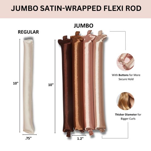 Kitsch Heatless Hair Curler - 4 pcs XL Satin Flexi Rods for Overnight Curls, No Heat Hair Curlers to Sleep In, Thick Curling Rod Curlers for Short Hair - Rosewood