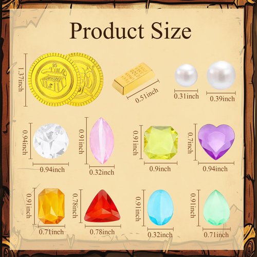 Seenelling 330 Pcs Pool Toys Pirate Treasure Pirate Gold Fake Coins Plastic Acrylic Colored Gems Fake Gems Mini Gold Bars for Summer Beach Bath Toys Halloween Pirate Adventure Party Decorations
