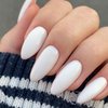 GLAMERMAID Press on Nails Almond?White Medium False Nails Press ons?24Pcs Glossy Full Cover Glue on Nails?Reusable Acrylic Stick on Nails Tips Manicure Gift for Women Girls