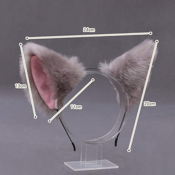 Jowxsx Cute Cat Ears Headband Long Fur Fox Ears Cosplay Headband with Bells Headwear Hairband for Party Costume Halloween Hairhoop White