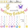 Butterfly Party Decorations, Butterfly Hanging Swirls and Birthday Banner, Butterfly Garland for Baby Girl Birthday Party Supplies