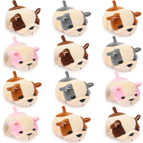 12 Pcs Cute Stuffed Animal Toy 4 Inch Mini Plush Mermaid Tiger Turtle Puppy Pig Alpaca Cat Ornaments Stuffed Doll Keychain Handbag Pendant for Birthday Party Favors DIY Home Decor(Dog Style)