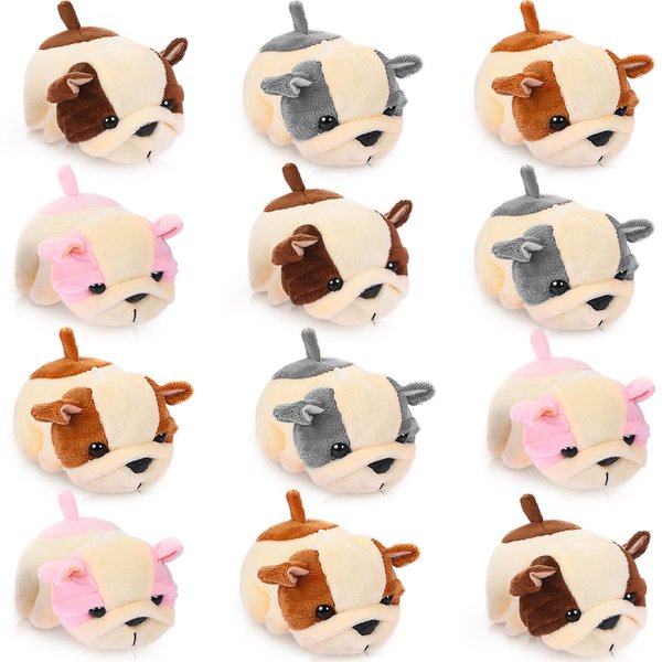 12 Pcs Cute Stuffed Animal Toy 4 Inch Mini Plush Mermaid Tiger Turtle Puppy Pig Alpaca Cat Ornaments Stuffed Doll Keychain Handbag Pendant for Birthday Party Favors DIY Home Decor(Dog Style)