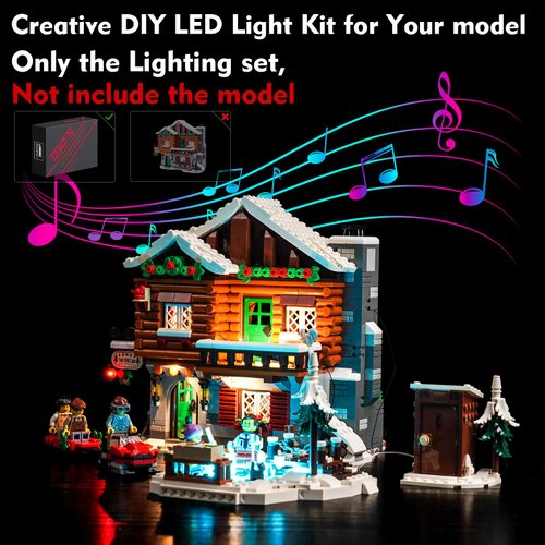 VONADO Music Version LED Light Kit for Lego Alpine Lodge 10325 Christmas Winter Village, Creative Lighting Set Accessories Compatible with Lego 10325 Christmas Village Set (Lights Only, No Models)