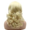 Meiyite Hair Wavy Shoulder Length 16inch Light Blonde Half Hand Tied Realistic Synthetic Lace Front Wigs