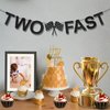 TWO FAST Happy Birthday Banner, Themed Party Supplies Decorations Checkered Flags Black and White Racing Banner Let't Go Racing Checkered Flag Party Race Car Birthday Party Decorations