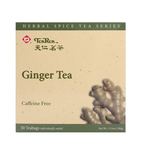 Ten Ren Ginger Tea, Individually Sealed, 50 Teabags