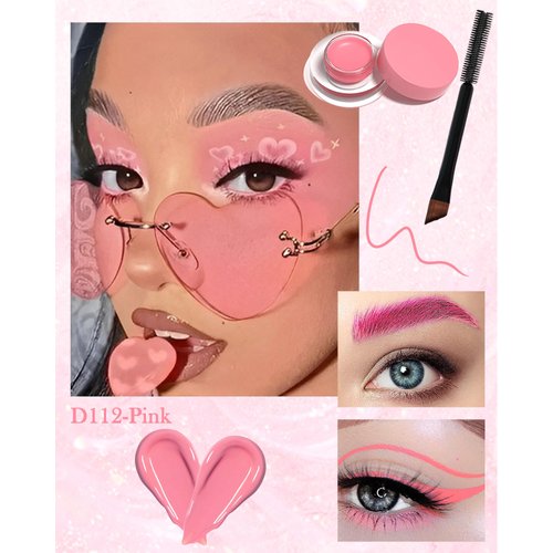 Waterproof Matte Gel Eyeliner Pot- Pink Long Lasting Cream Eyeliner Eyebrow Gel, High Intensity Pigments Smudge-proof Eye Liner Brow Cream, for Halloween Cosplay Show Eye Liner Brow Face Makeup-#112