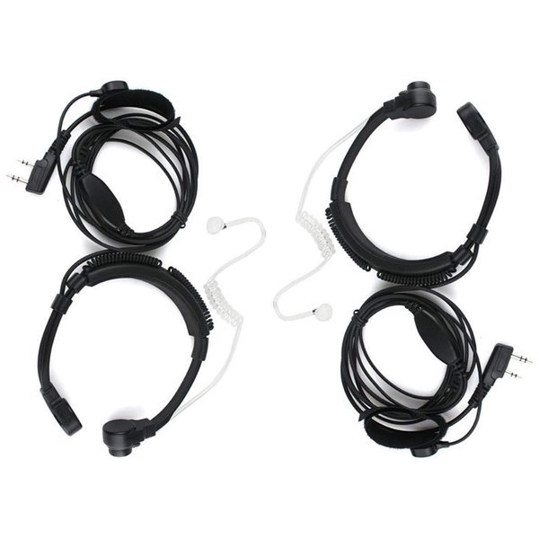 2Pack Throat Mic Covert Acoustic Tube Noise Reduction Reinforced Earpiece Headset with Finger PTT Compatible with Baofeng BF-F8HP BF-F9 UV-82 UV-82HP UV-82C UV-5R+ UV-5RA UV-5RE Two Way Radio