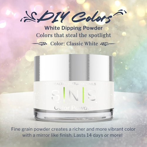 SNS Nail Dip Powder Colors, Gelous Color Dipping Powder - Classic White (White) - Long-Lasting Dip Nail Colors for Healthier Nail Beds - Low-Odor Nail Color for Professionals & At-Home DIY - 0.5 oz