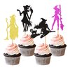 Ercadio 24Pcs Halloween Witch Cupcake Toppers Glitter Colorful Witch Cupcake Picks for Halloween Theme Baby shower Kids Birthday Party Supplies