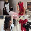 3 PCS Hair Bows for Women Hair Bow Clips Black Bow Hair Ribbons for Women Big Bows Metal Clips French Barrette with Long Tail Satin Ribbon Hairpin Lady Barrettes Scrunchies Ponytail Accessories
