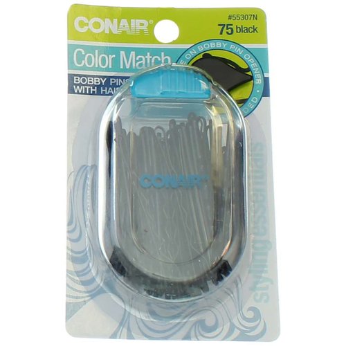 Conair Styling Essentials Bobby Pins, Black 75 ea (Pack of 6)