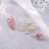PrettyDiva Pearl Nail Art Stickers 5D Embossed Nail Stickers Pearls Chains Self Adhesive Rhinestones Nail Stickers Manicure Decals Heart Nail Design for Nail Art Decoration