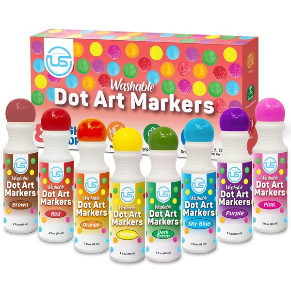 Dot Markers, Bingo Daubers, Washable 8 Colors Dot Markers for Toddlers and Kids Dot Art. Toddler arts and crafts