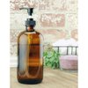 Cornucopia 16oz Amber Glass Bottles w/ Pump Dispensers (2-Pack); Refillable Lotion Liquid Soap Pump Brown Bottles + Chalk Labels & Lids, BPA-Free Plastic Tops