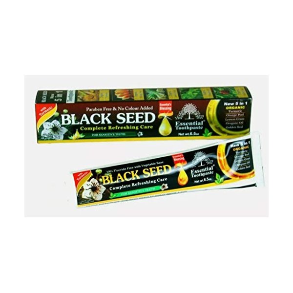 Essential Palace Organic Black Seed Toothpaste 100% Fluoride Free & Vegetable Base (3pack) 6.5oz for Sensitive Teeth