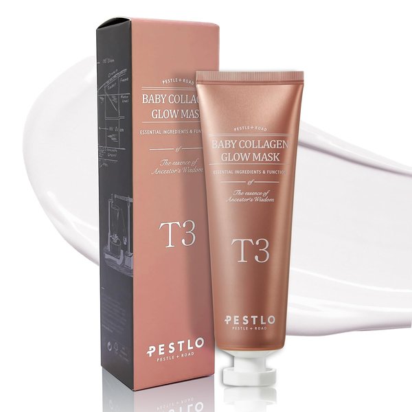 PESTLO PESTLE + ROAD Baby Collagen Glow Mask - Korean Face Mask Skincare for Elasticity, Firmness, glow skin, Pore Tightening Infused with Reallagen, Aginon, Volufiline