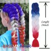 Colored Braiding Hair Extensions for Women Girls Red White Blue Ombre Jumbo Braids Crochet Synthetic Fiber Hair Pre Stretched High Temperature Heat Resistant Braiding Hair 24 Inch