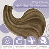 Full Shine 22 Inch Weft Hair Extensions Human Hair Sew In Hair Extensions Remy Straight Hair Sew In Extensions For Women Machine Weft Extensions Color Brown Highlight Blonde Human Hair Bundles 105G