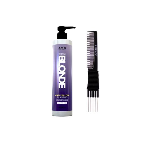 yper Affinage System Blonde Anti-Yellow Shampoo (34 oz) with Teasing Comb Pack 1