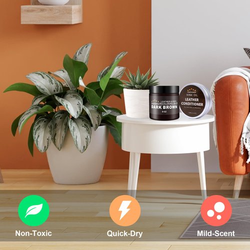 STARTSO WORLD Leather Recoloring Balm with Mink Oil Leather Conditioner, Leather Repair Kit for Couches, Dark Brown Leather Dye for Furniture, Car Seat, Sofa, Shoes, Vinyl