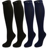 4 Pair Medium Extra Soft Assorted Compression Socks, Moderate/Medium Graduated Compression 15-20 mmHg, For Men and Women. Nurses, Running, Travel & Flight Knee-High. 2 Black, 2 Navy