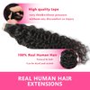 ShowJarlly 40PCS Curly Tape in Hair Extensions Invisible Double Sided Curly Human Hair Tape in Extensions for Black Women Skin Weft Curly Tape in Hair Extensions Real Human Hair(14inch Natural Black)