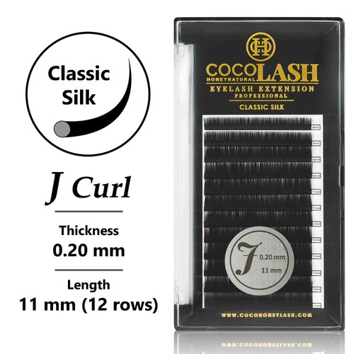 COCO Honey Lash Eyelash Extensions, Classic J Curl [0.20mm], Faux Mink Individual Lash Extensions (Length: 11mm)