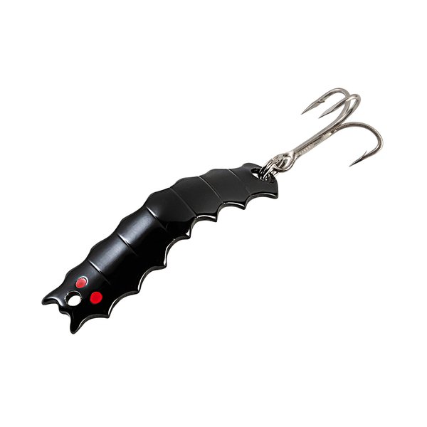 AL's Goldfish Lure Company, H100 Helgy Freshwater Fishing Spoon Lure with Treble Hook for Crappie, Perch, Panfish, Trout, Salmon and Bass. 1/4 oz. 1-3/4", 8 Hook, Black