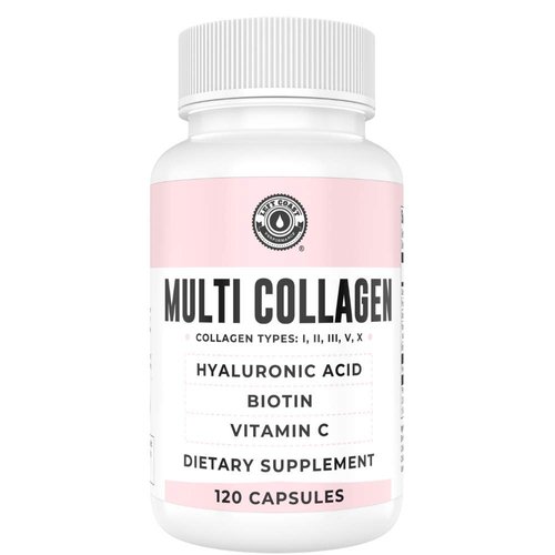 Collagen Capsules with Biotin, Hyaluronic Acid, Vitamin C.. Hydrolyzed Multi Collagen Peptide Caps. Types I, II, III, V, X. Collagen for Skin, Hair, Nails and Joint Health Supplement*. 120 Count