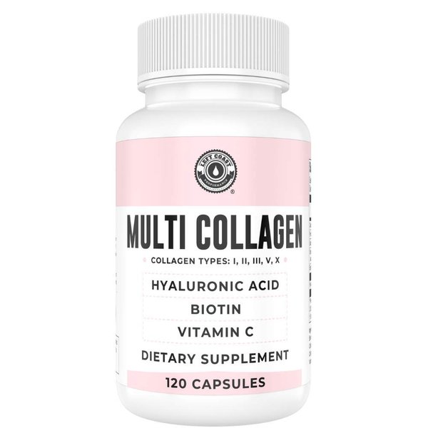 Collagen Capsules with Biotin, Hyaluronic Acid, Vitamin C.. Hydrolyzed Multi Collagen Peptide Caps. Types I, II, III, V, X. Collagen for Skin, Hair, Nails and Joint Health Supplement*. 120 Count
