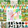 BenLouis 96Pcs Jungle Safari Party Favors Zoo Animals Coloring Books Crayons Sticker Stampers Slap Bracelets Set Bulk Classroom Prizes for Kids Wild One Party Baby Shower Goodie Bags Fillers