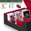 Card Deck Case for Trading Cards,Card Storage Box Holds 1800+ Single Sleeved Cards,PU Leather Magnetic Closure Commander Card Boxes Magic Card Holders Fit for Game Cards and Sport Cards (Black&Red)
