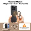CUSTYPE Phone Grip with Kickstand, Removable Magnetic Phone Grip Holder for Hand for MagSafe,[2-Way Stand] Metal Leather Stand Compatible with iPhone, Samsung, LG, Pixel (Black)