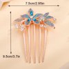 Missgrace Boho Simple Luxury Glitter Sparkly Flower Pink Crystal Rhinestones Hair Side Combs Hairpins Barrettes Bride Hair Clips Accessories for Women Girls (Blue)