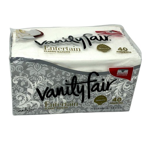 Vanity Fair Dinner Napkins, Pre Folded, 40 CT Silver (1)